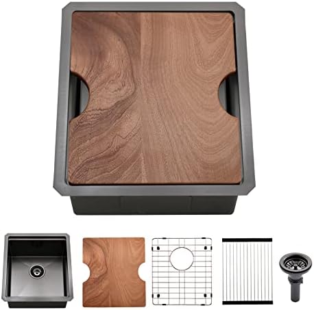 Black Undermount Bar Sink, 15 x 17 Inch by BoomHoze