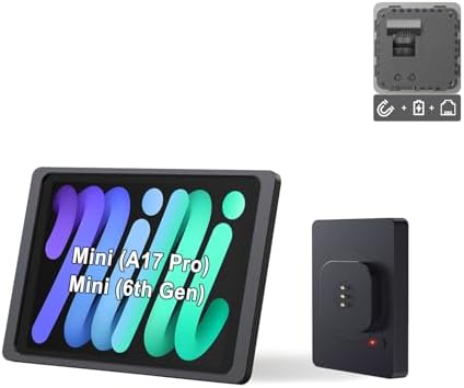 Magnetic Wall Mount with Charging Case A6 for iPad Mini (A17 Pro, A15 Bionic) 8.3-Inch. PoE and DC up to 18W Quick Charge, Strong Magnets, 360 Rotation by EMONITA