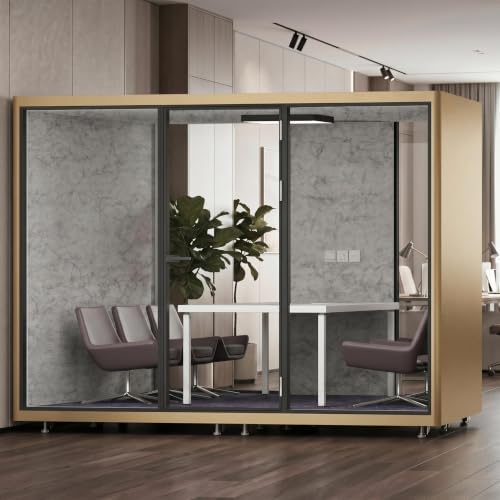 Soundproof Office Pod with 6 Person Enclosed Structure (Gold) by Unknown