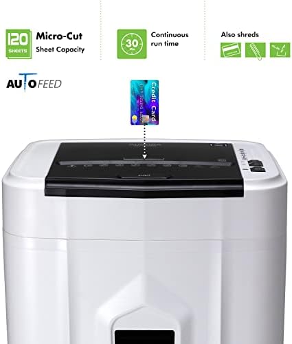 Aurora AU120MB 120-Sheet Auto Feed High Security Micro-Cut Paper Shredder / 30 Minutes (White/Black) - Image 2