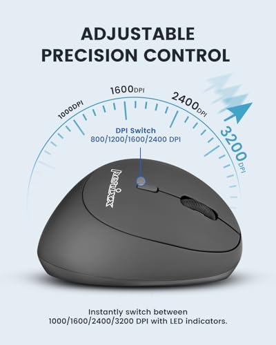 Perixx PERIMICE-719R Wireless 2.4G Rechargeable Ergonomic Mouse - Duo Wired and Cordless Charging Feature - Black - Image 6