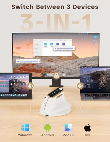 SABLUTE Ergonomic Vertical Wireless Mouse with 3-Device Switching MAM4 - Image 6