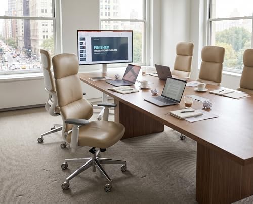 EUREKA ERGONOMIC Remi High Back Office Chair, PU Leather Office Chair with Wheels, Leather Desk Chair, Executive Office Chair Comfy for Home & Office, Off-White (Pack of 3) - Image 2