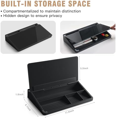 SELEAD Desktop Glass Whiteboard with Storage, 5 Markers and 1 Eraser, Black - Image 4