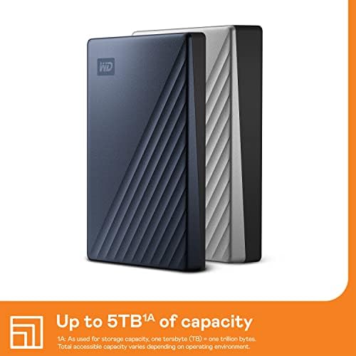 WD 5TB My Passport Ultra, Blue, Portable External Hard Drive, backup software with defense against ransomware, and password protection, USB-C and USB 3.1 - WDBFTM0050BBL-WESN - Image 4