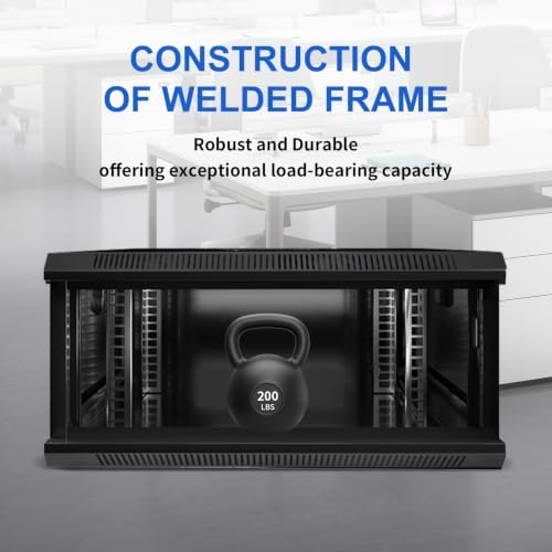 6U Wall Mount Server Cabinet IT Network Rack Enclosure Lockable Glass Door Black - Image 3