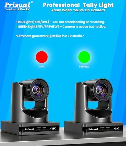 Prisual 4K HDMI/IP/USB PTZ Camera 20X, Advanced PTZ Auto Tracking Camera, 1/1.8”4K UHD 30P with Built-in Tally Light for Church Conference Events, PoE, PT20X-4K (NDI upgradable) - Image 6