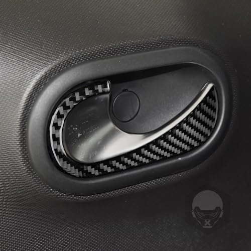 Car Inner Door Handle Switch Panel Anti-Scratch Strip Decoration Sticker Real 3K Black Carbon Fiber Trim Compatible with Benz Smart 2016 2017 2018 2019 2020 2021 Auto Interior Accessories - Image 2
