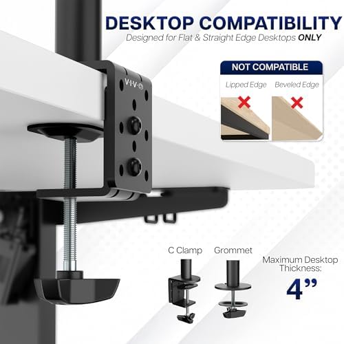 VIVO Extra Tall Single Monitor Desk Mount, 39 inch Pole VESA Stand for 13 to 32 inch Screens and up to 38 inch Ultrawides, Holds 22 lbs, Black, STAND-V011 - Image 6