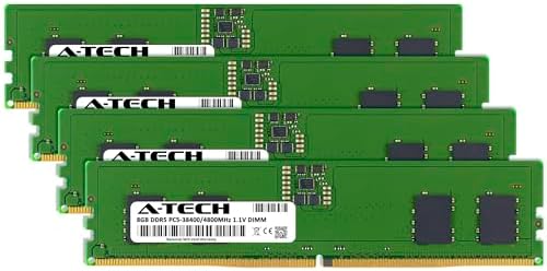 A-Tech 32GB Kit (4x8GB) DDR5 4800MHz PC5-38400 CL40 UDIMM 1.1V Non-ECC Unbuffered DIMM 288-Pin Desktop PC/Computer RAM Memory Upgrade Modules - Image 3