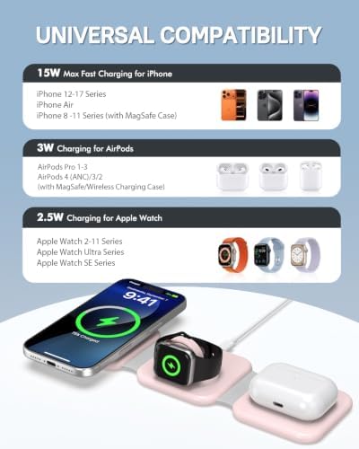 3 in 1 Foldable Travel Wireless Charger for Apple Multi Device - Image 6