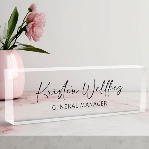 Desk Name Plate Personalized Acrylic Name Plate for Desk, Office Desk Decor for Women & Men, Custom Gifts for Boss, Manager, Teacher, Nurse, Doctor, Lawyer, Employee Appreciation Gifts by AeekdookWoodenPuzzles