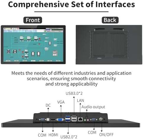 Industrial Embedded Panel PC, Win 10 Computer with 10 Points Touchscreen, IP65 All-in-One Computer, for Office/Automation/Kiosk/Bar/Warehouse 19inch-i3-3217U(4GRAM+128GSSD) - Image 2