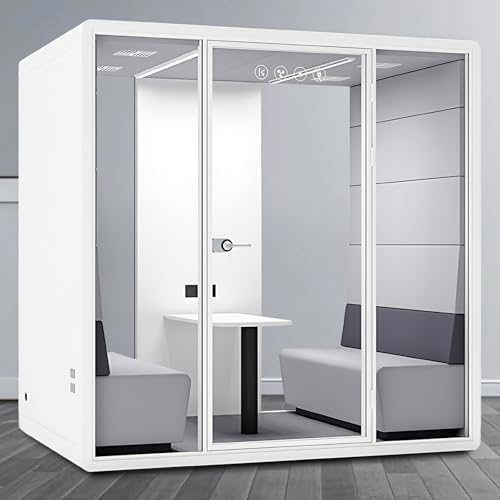 Office Sound Booth with Audio Privacy - Soundproof Proof Booth Includes Superimposed Interior Design,Sound Room Include Socket,Fans,Light for Study (Grey, 90IN) by X-Comfot