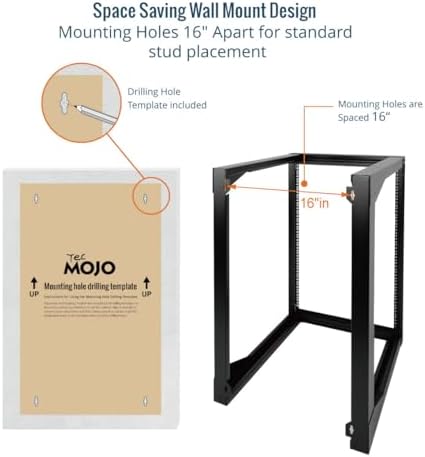 Tecmojo 18U Wall Mount Server Rack, Open Frame Network Rack for 19" Computer/AV/Data/IT/Media Equipment, 24" Depth, 16" Apart Mounting Holes, Swing Gate, Square and Tapped Holes - Image 4