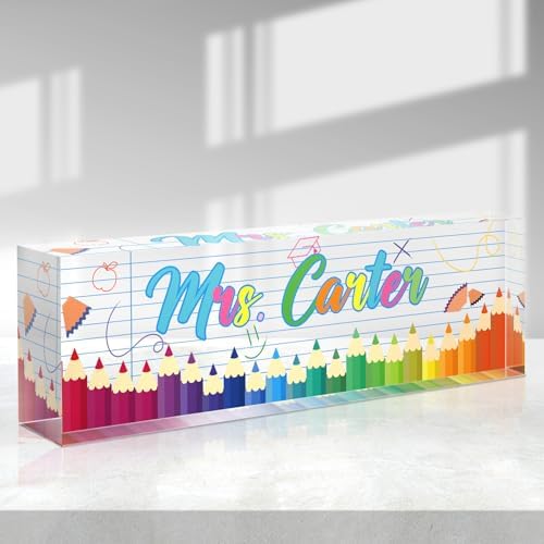 Custom Name Plate for Desk - Desk Name Plate Personalized - Acrylic Office Desk Accessories - Teacher Appreciation Gifts for Coworkers Employee Staff - Office Decor for Women Men (Teacher Gifts A) by Purdicra