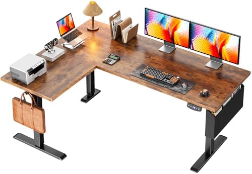 Korfile 63" L Shaped Standing Desk Height Adjustable Memory Presets by Korfile