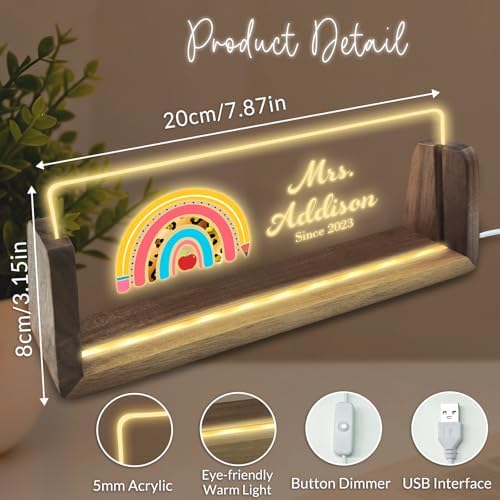 Desk Name Plate Personalized Custom Light Up Acrylic Plaque for Desk Customized Office Gifts for Coworkers Teacher Employee Office Decor for Women Men - Image 3
