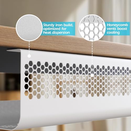 KHAMAL Cable Management Under Desk 26PCS - Cable Management Tray Kit Ventilated Hexagonal Design with Cable Clips, Wire Ties, Cord Holder & Screws for Office, Home - 2 White Sets - Image 2