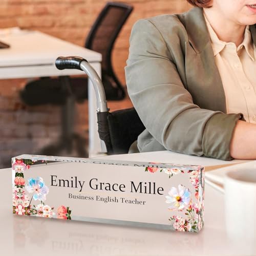 Personalized Acrylic Office Desk Name Plate with Name and Title Printing - Image 2