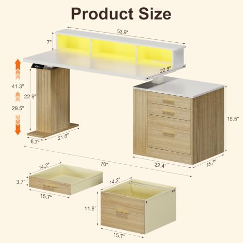 Electric Standing Desk with Drawers - 70" Adjustable Computer Desk - Image 2