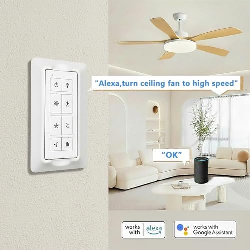 3-Speed Smart WiFi Ceiling Fan Remote Control Kit with Light Dimmer - Image 2