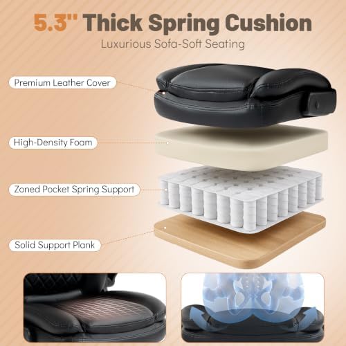 550lbs Executive Office Chair for Heavy People with Large 5D Flip Armrests - Image 3
