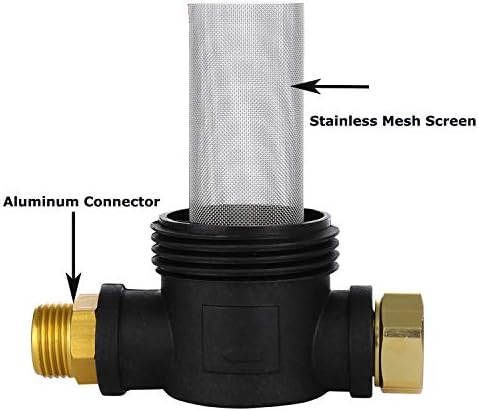Garden Hose Filter for Pressure Washer Inlet Water, Inline Filter for Sediment, 40 Mesh Screen, Extra 2 Pieces100Mesh Screen Kit - Image 3