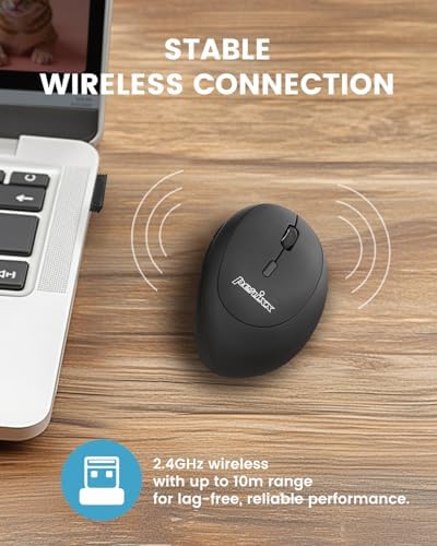 Perixx PERIMICE-719RX Wireless 2.4G Rechargeable Ergonomic Mouse - Duo Wired and Cordless Charging Feature - Wireless Charger Included - Black - Image 3