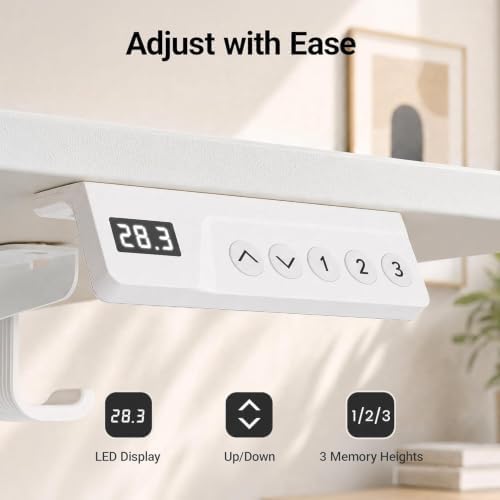 Claiks 32 x 19 Inch Electric Standing Desk White - Image 6