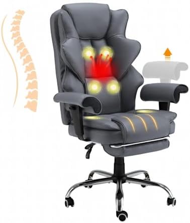 HOMREST Heated Massage Executive Office Chair with Foot Rest,Slate Grey by HOMREST