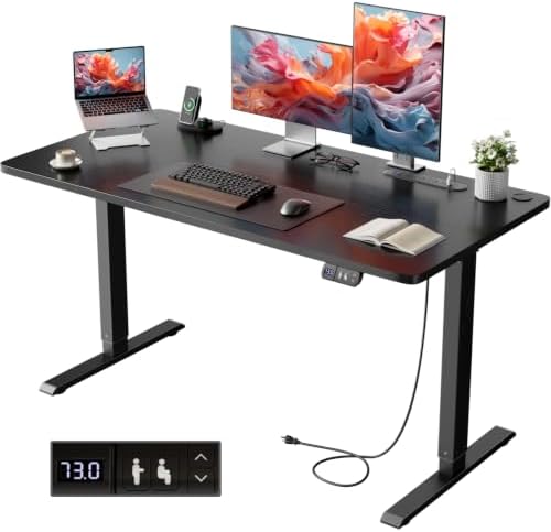 HLDIRECT 40" Electric Standing Desk with Power Outlets, Black by HLDIRECT