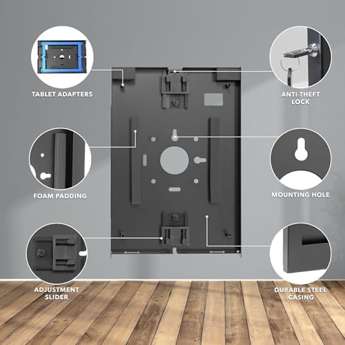 Mount-It! Anti-Theft iPad Wall Mount Holder, Lockable Low-Profile, Black - Image 4