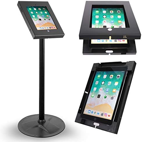 Pyle Anti-Theft Tablet Security Stand Kiosk - Heavy Duty Aluminum Metal Floor Standing Mount Tablet Case Holder Display w/ 37.80 Inch Pole Height, Designed for iPad 2 3 4 Air Tablets -PSPADLK45 Black by PyleUSA