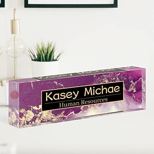 SalaGraphics Desk Name Plate Personalized, Custom for Desk, Office Decor Men, Acrylic Accessories, Gifts Coworkers Boss Teacher, Employee Appreciation (Purple/Gold), 8''(L)x2.5(W) - Image 6