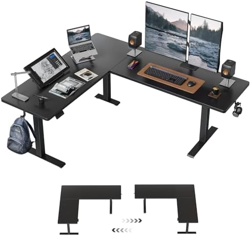 Cubiker 75 * 63" L Shaped Standing Desk, Reversible Corner Standing Desk, Suitable for Home Office, Black by CubikerHomeOfficeFurniture