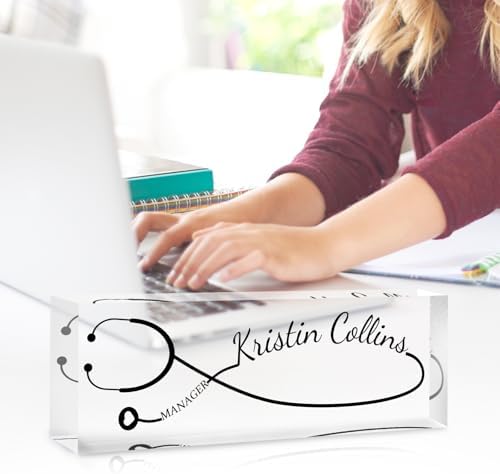 Custom Name Plate for Desk, Personalized Desk Name Plate on Clear Acrylic Glass, Appreciation Gifts for Teacher Employee Boss Coworkers Nurse, Office Desk Accessories for Women Men (Onyx) - Image 3