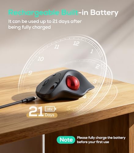 Nulea Wireless Trackball Mouse Ergonomic 21.7 Tilt Stand Thumb Control - Image 6