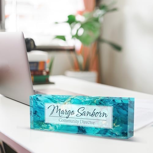 Personalized Name Plate for Desk, Custom Desk Name Plate, Acrylic Name Plate Office Desk Accessories, Personalized Office Gifts for Coworkers Teachers, Employee Appreciation Gifts (Ocean) - Image 4