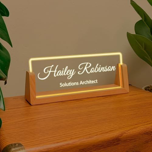 Personalized Business Gift Desk Name Plate - Office Gift for Coworker, Boss, or Manager Custom LED Name Plate Office Decor for Women or Men, Valentines Day - Image 2