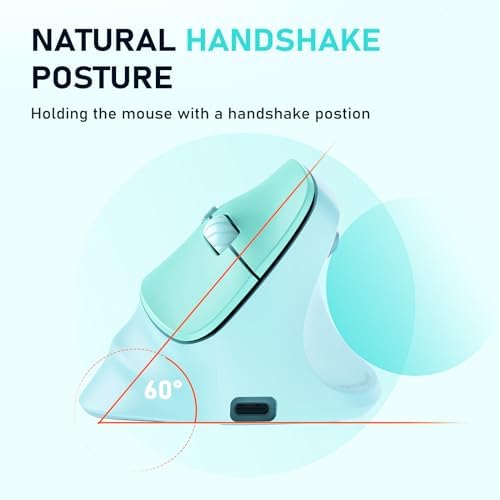 MEETION Ergonomic Wireless Vertical Mouse, Rechargeable, Green - Image 4
