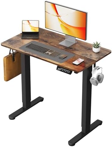 Small Electric Standing Desk, 35" Sit Stand Rising Desk by JYLHJOYSEEKER