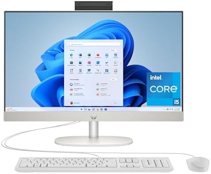 HP 23.8 inch All-in-One Desktop PC, FHD Display, Intel Core i5-1334U, 16 GB RAM, 512 GB SSD, Intel UHD Graphics, Windows 11 Home, Shell White, 24-cr0112 (2025) by Unknown