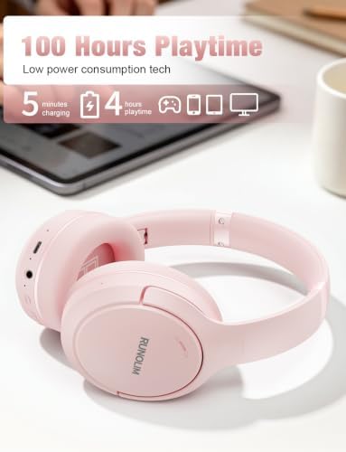 RUNOLIM Active Noise Cancelling Headphones, Wireless Bluetooth Over Ear - Image 4