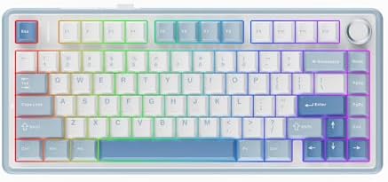 EPOMAKER x Aula F75 Gasket Mechanical Keyboard, 75% Wireless Hot Swappable Gaming Keyboard with Five-Layer Padding&Knob, BT/2.4GHz/USB-C, RGB (Sea Salt Blue, Ice Vein Switch) by EPOMAKER