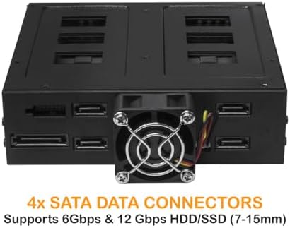 Kingwin Mobile Rack Hot Swap Enclosure for 4 SATA/SAS Hard Drives - 12 Gbps, Metal Body, Stainless Steel Tray, 2.5" HDD/SSD Support, 4cm Cooling Fan, Tool-Less Installation - Image 2