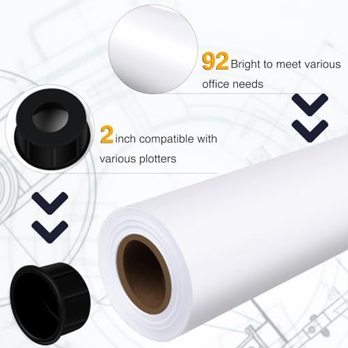 VOISEN Wide Format Paper,8 Rolls Plotter Paper 24 In x 150 Ft - Image 3