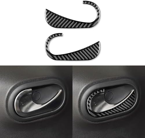 Car Inner Door Handle Switch Panel Anti-Scratch Strip Decoration Sticker Real 3K Black Carbon Fiber Trim Compatible with Benz Smart 2016 2017 2018 2019 2020 2021 Auto Interior Accessories by PJFUS