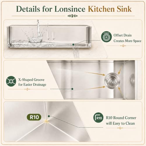 31" X 18" Undermount Kitchen Sink Offset Drain with Workstation - Image 6