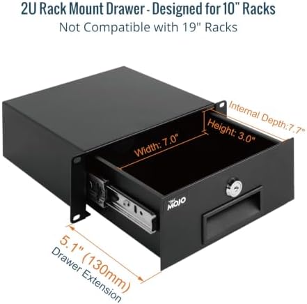 Tecmojo 2U Rack Mount Drawer for 10in Server Rack or Cabinet, Sliding and Lockable 10in Server Rack Drawer,Load-Bearing 33lb (15kg),with 3 Cable Management Holes - Image 5